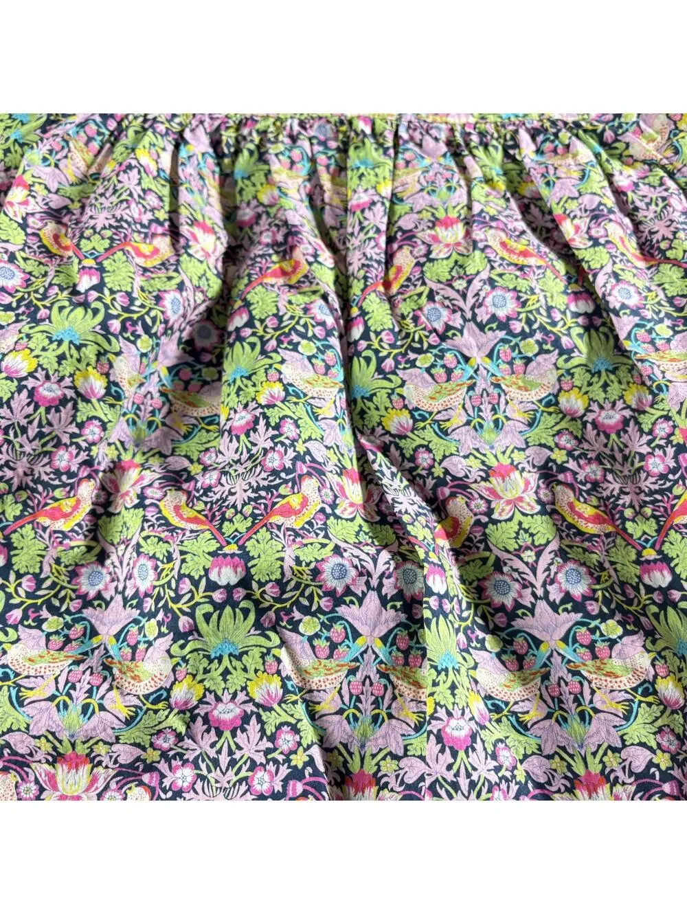House of Liberty J Crew Sz 6 Floral Bird Print Top Squared Neck 3/4 Sleeves